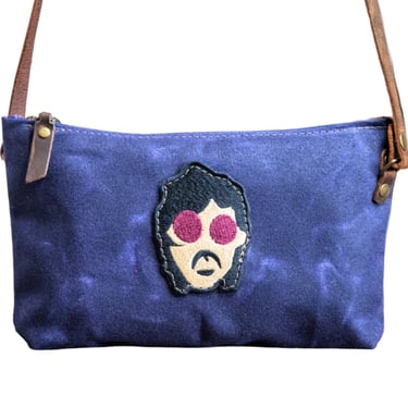 Applique Small zipper bag | Handmade Waxed Canvas crossbody Purse | PRINCE | Icon Collection 