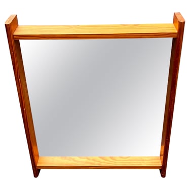 Wall Mirror with Deep Pine Frame in the style of  Charlotte Perriand, 1960's