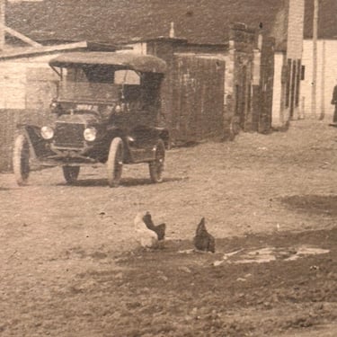 1920s Panoramic Photograph of Main Street in American Town - Nostalgic Americana Artifact - Furnished Rooms Sign -Model T Cars - 22” x 10” 