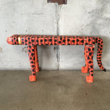 Mid Century Spotted Tiger Shaped Bench