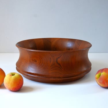 Large 12" Vintage Danish Modern Staved Teak Fruit Bowl by Scanform, Denmark 