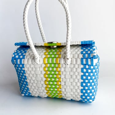 1960s Plastic Woven Basket Bag