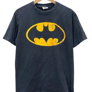 Vintage 80's Batman Big Logo Black DC Comics Movie Promo T-Shirt S/M