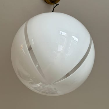 Space age White and trasparent Murano Glass pendant / 1960s-70s / Italy / modern / mid century lamp 