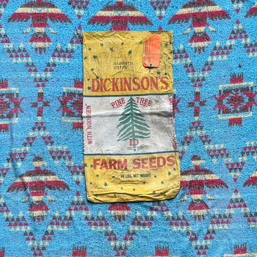 Vintage Dickinsons 60 lbs Pine Tree Farm Seed Sack Evergreen w/ Original Tag 