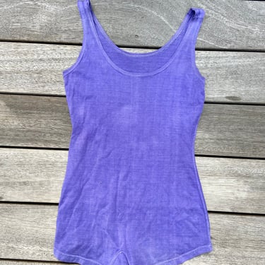 Antique 20s 30s purple cotton faded swimsuit one piece bathing suit by TimeBa