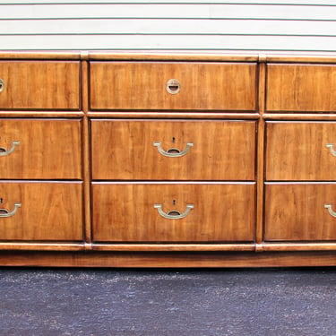 Mid Century Modern Accolade Campaign Style Triple Dresser by Drexel 