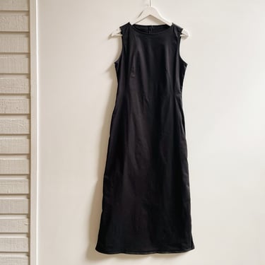Black Crisp Cotton Maxi Dress