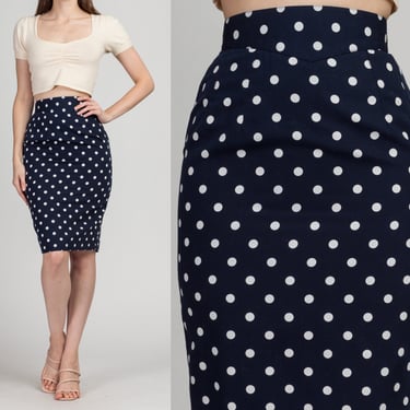 Vintage Premonville Et Dewavrin Navy Blue Polka Dot Mini Skirt Flying Apple Vintage Los Angeles CA