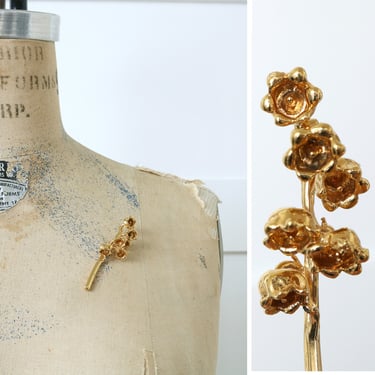 vintage gold plated / gold dipped flower stick pin • lily of the valley sweater or scarf pin 
