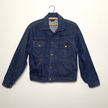 Vintage 1970s Denim Jacket 70s Ely Pleated Front 