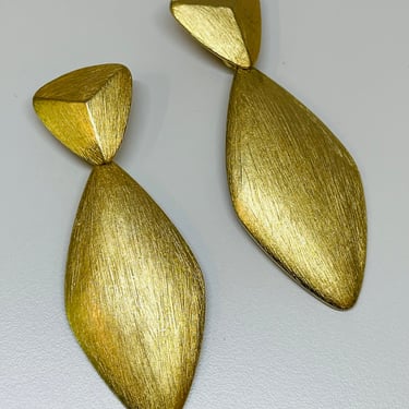 Erwin Pearl PEP Brushed Gold Statement Dangle Earrings