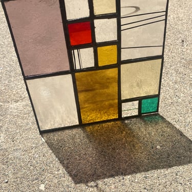 Checkered Stained Glass Window Panel 