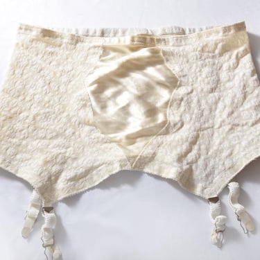 Vintage White Wide Girdle Garter Belt 1950's, 1960's, Mid Century, Ivory, Rubber, Lingerie, Under Garments 