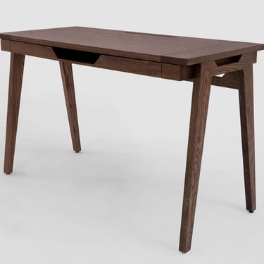 Writing Desk for home office | Small Computer Desk with Drawer | Oak | Mid-century Modern Desk | Office Desk | WASHPARK OAK (DARK) 