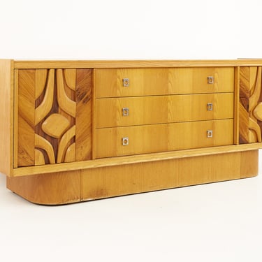 Canadian Brutalist Mid Century Oak and Rosewood Sideboard Credenza - mcm 