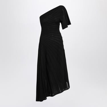 Alaia Asymmetrical Black Wool Dress Women