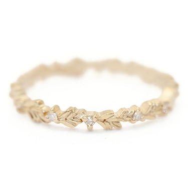 Wood Nymph Faye Slender Band - 18k Yellow Gold + Diamonds (.1 ctw)