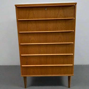 Danish Teak Six Drawer Tall Dresser - #A1507