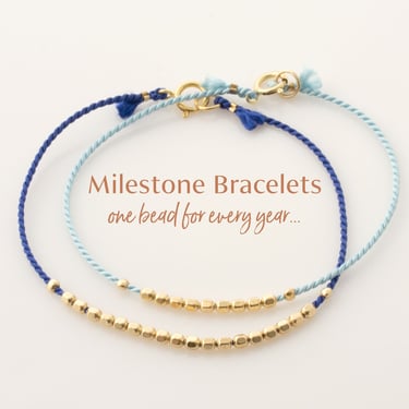 Milestone Birthday Bracelet, One Bead for Every Year of Friendship Bracelet, Milestone Anniversary Bracelet, Silk String, Gift for Her 
