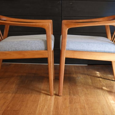Pair of newly-restored teak armchairs by Folke Ohlsson for Dux, circa 1960s 