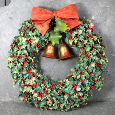 1950s/60s Holly Wreath | Distinctive Indoor/Outdoor Holiday Wreath | Vintage Christmas Wreath | Bixley Shop 