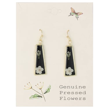 Dried Flower Gold Black Bar Earrings