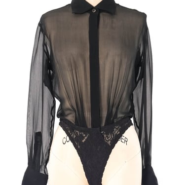 Donna Karan Sheer Black Bodysuit