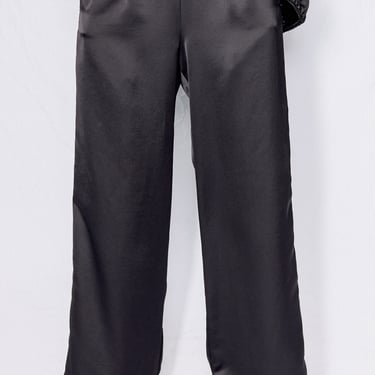 Black Satin Hook Side Clean Pant