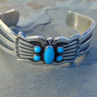 Rick Martinez ~ Navajo Sterling Silver and Turquoise Cuff Bracelet 
