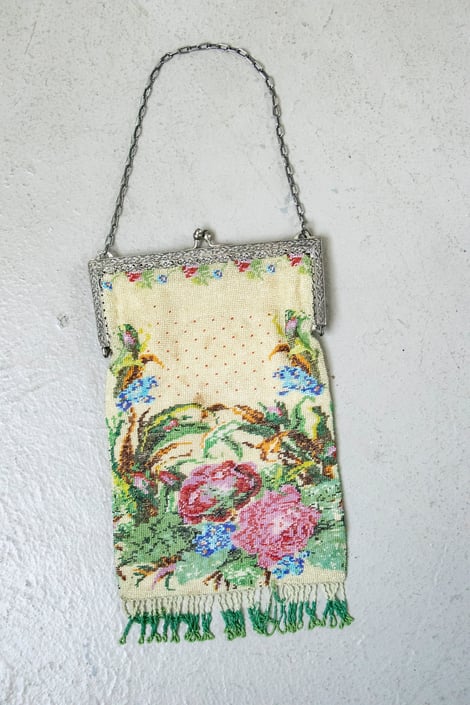 1920s Purse Beaded Sterling Deco Bag 