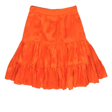 Lilly Pulitzer - Neon Orange Silk Satin A-Line Tired Skirt Sz 0