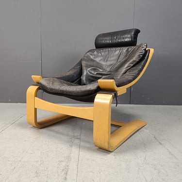 Swedish Kroken Armchair by Ake Fribyter for Nelo Möbel, 1970s - vintage wooden and leather lounge chair - scandinavian design 