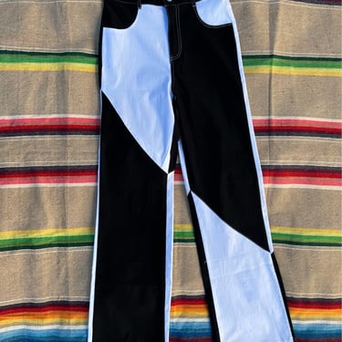 1970s Color Block Wide Leg Pants