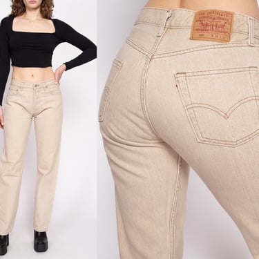 Vintage Levis 501 Beige Jeans - 29" Waist | Unisex 90s Denim Straight Leg Boyfriend Jeans 