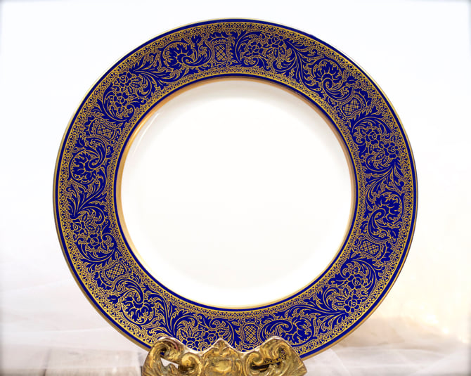 VINTAGE: Renaissance Royal by FRANCISCAN Salad Plate - Gold Filigree On Cobalt Blue Rim and Gold Trim - SKU 22-D-00032575 