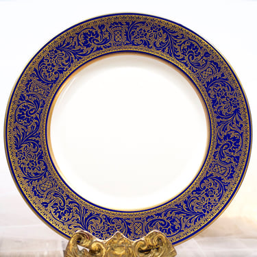 VINTAGE: Renaissance Royal by FRANCISCAN Salad Plate - Gold Filigree On Cobalt Blue Rim and Gold Trim - SKU 22-D-00032575 