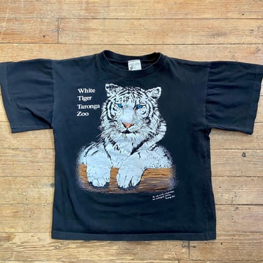 Vintage 80s 90s White Tiger Zoo T Shirt Medium by TimeBa