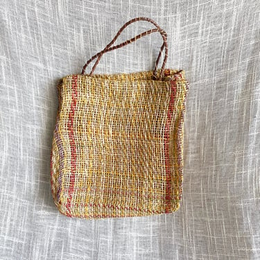 Vintage Small Woven Purse, Boho Style 