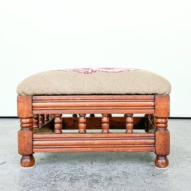Hibiscus Embroidered Foot Stool