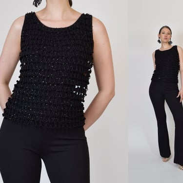 1960's Angora Beaded Top | 1960's Sequined Tank Top | 1960's Beaded Blouse 