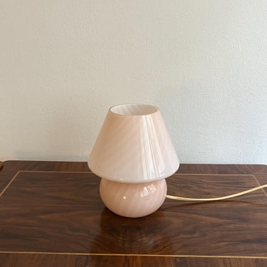 Pink  Mushroom Swirl Table Lamp - Murano Glass Vintage - Mid Century Design - 70s 