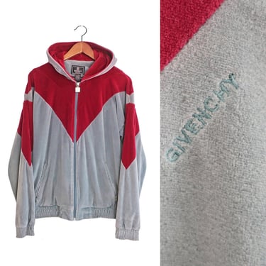 Givenchy jacket / velour track jacket / 1980s Givenchy velour track jacket hoodie Medium 