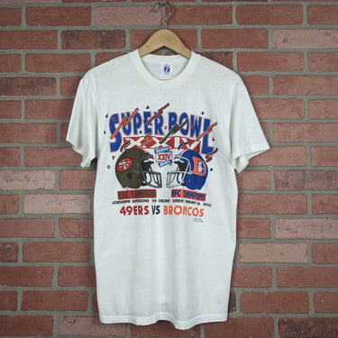 Vintage 80s NFL San Fransisco 49ers Vs. Denver Broncos ORIGINAL Superbowl Tee - Large 