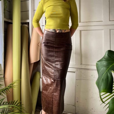 90s Leather Maxi Skirt