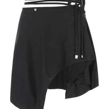 THE ATTICO Black stretch nylon sarong skirt