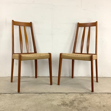Scandinavian Modern Rope Seat Side Chairs- a Pair 