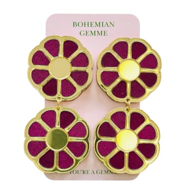 Sample Sale Deep Plum Fall Flower Earrings