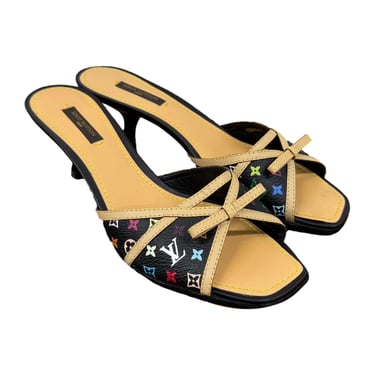 Louis Vuitton Black Multicolor Kitten Heels