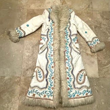 Penny Lane Coat Vintage 70s Afghan Coat Shearling Sheepskin Floral Embroidered Boho Hippie Woodstock Hippy Bohemian Almost Famous 